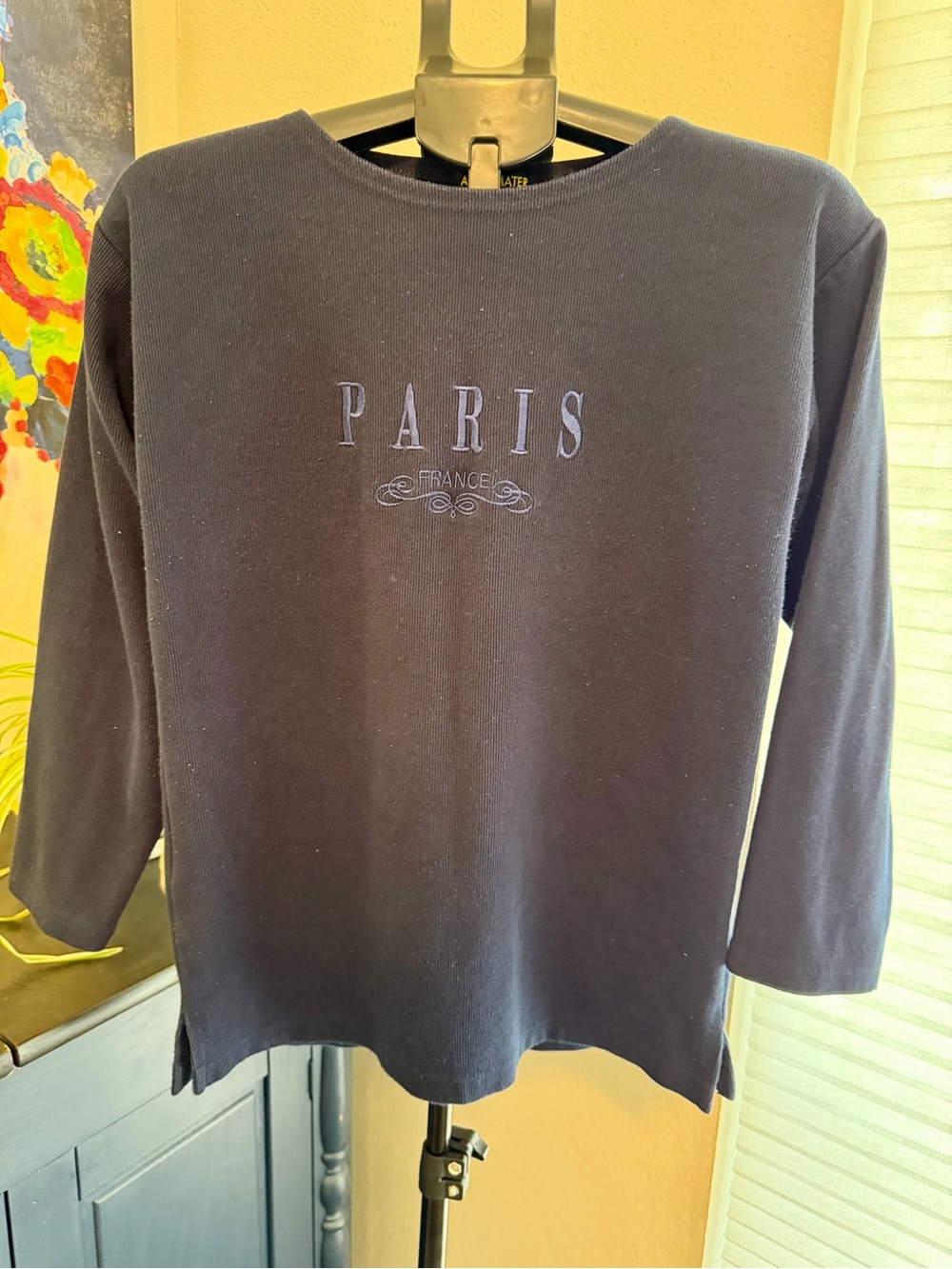 Alma Mater Paris France Heavyweight Ribbed Cotton Pullover Navy L